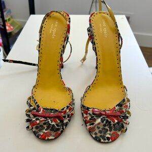 Kate Spade New York Floral Red Bow Sandals Size 10